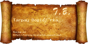 Tarpay Boglárka névjegykártya